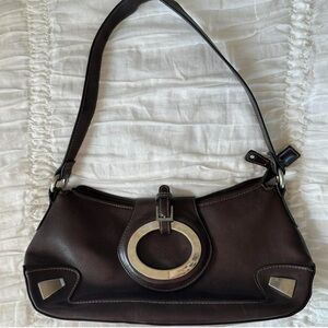 faux brown leather shoulder purse